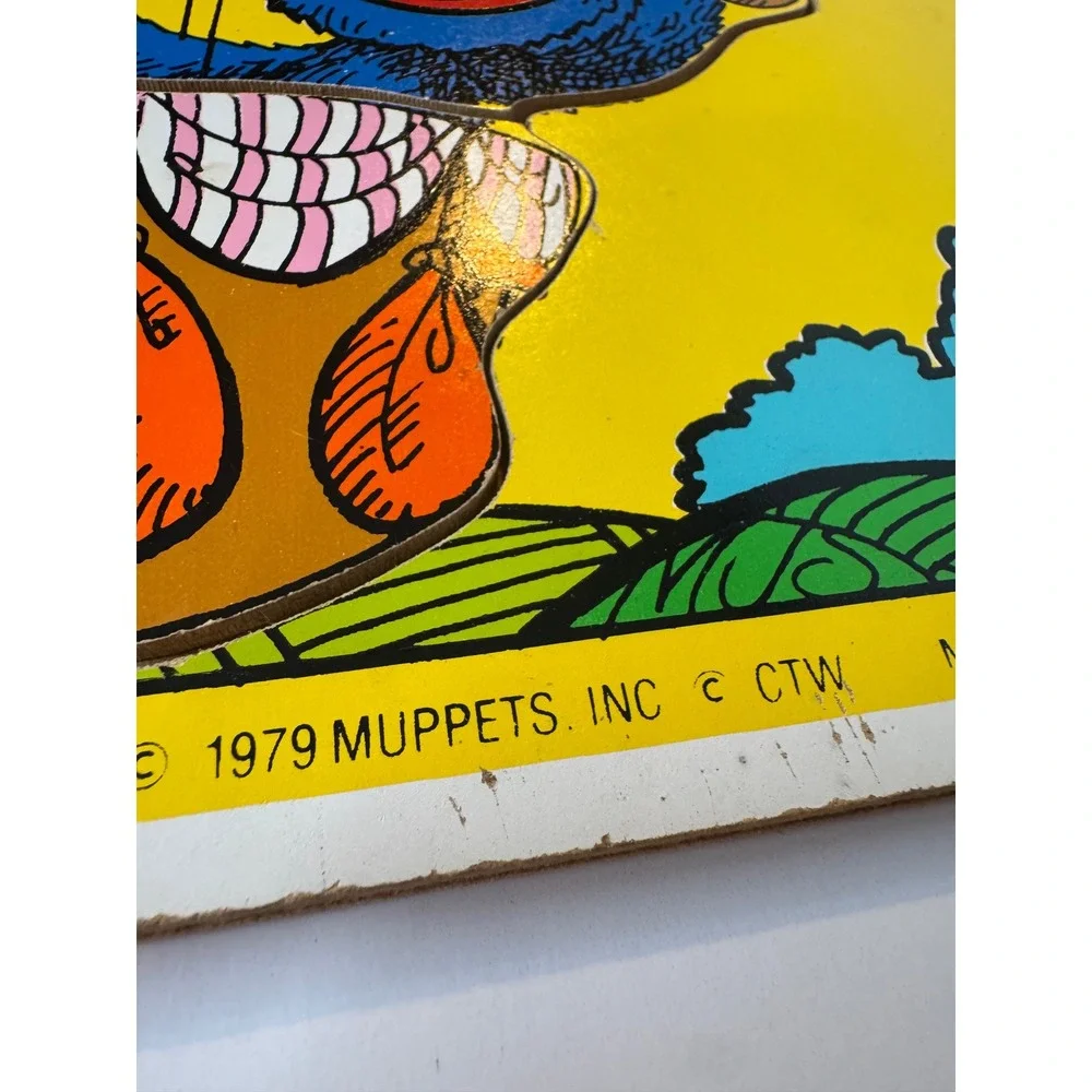 VTG Playskool Sesame Street Grover Hot Air Balloon Puzzle 10pc Frame Tray 315-21